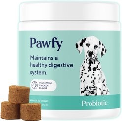 Pawfy Probiotic Chicken Flavor Chews Dog Supplement, 30 count