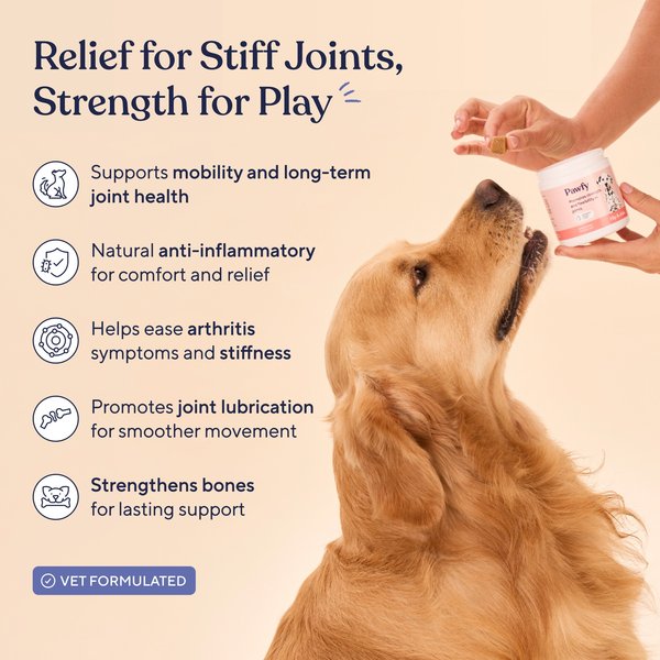 Show full view: Pawfy Hip & Joint Chicken Flavor Chews Dog Supplement, 30 count slide 2 of 8