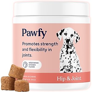 Pawfy Hip & Joint Chicken Flavor Chews Dog Supplement, 30 count