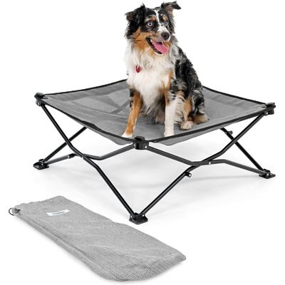 Coolaroo Coolaroo On The Go Cooling Elevated Dog Bed, Glacier Grey, Medium