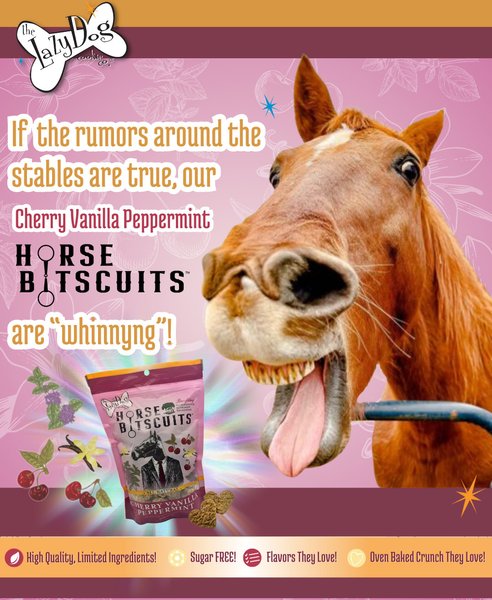 Show full view: The Lazy Dog Cookie Co. Horse Bitscuits Cherry Vanilla Peppermint Horse Treat, 14-oz bag slide 7 of 8