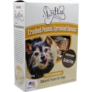 The Lazy Dog Cookie Co. Grain-Free Crushed Peanut Sprinkled Banana Limited Ingredient Crunchy Baked Dog Treats, 14-oz box