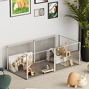 Wisfor Indoor Transparent Small Pet Playpen with Waterproof Mat