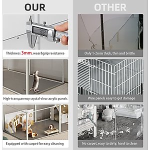 Wisfor Indoor Transparent Small Pet Playpen with Waterproof Mat
