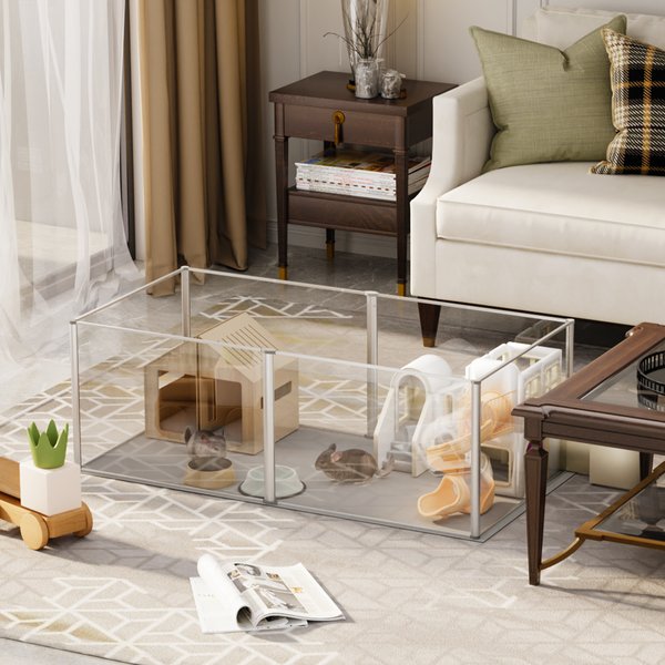 BingoPaw 6 Panel Small Pet Acrylic Playpen, 48.8-in