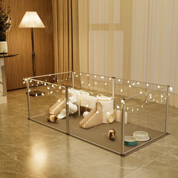 Wisfor Indoor Transparent Small Pet Playpen with Waterproof Mat