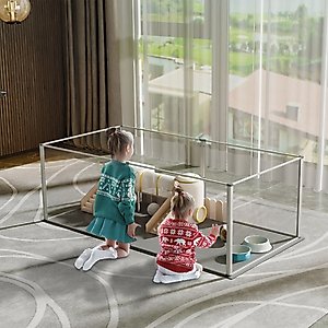Wisfor Indoor Transparent Small Pet Playpen with Waterproof Mat