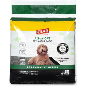 Glad for Pets Activated Carbon Jumbo Dog Training Pads, Unscented, 28 x 30-in, 30 count