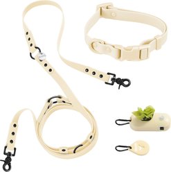 THE LICKER STORE Luna Hands-Free Dog Leash & Collar, Almond, Small: 9.5 to 14.1-in neck, 3/5-in wide