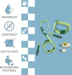 THE LICKER STORE Luna Hands-Free Dog Leash & Collar, Light Green/Dark Green, Large: 15.3 to 24.8-in neck, 1-in wide slide 2 of 7