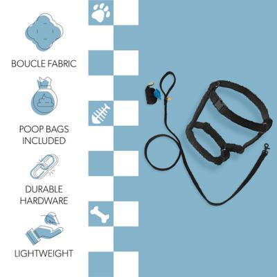 Show full view: THE LICKER STORE Teddy Adjustable Dog H Harness & Leash Set, Black, Medium: 10.4 to 18-in neck slide 3 of 10