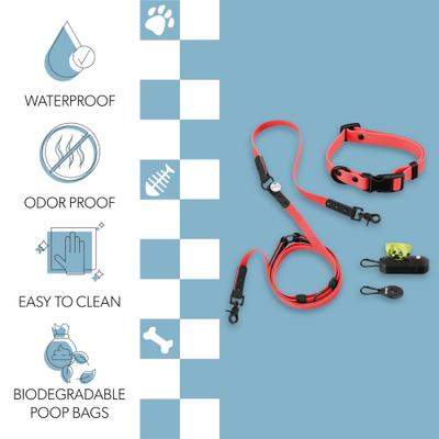 Show full view: THE LICKER STORE Luna Hands-Free Dog Leash & Collar, Red/Black, Small: 9.5 to 14.1-in neck, 3/5-in wide slide 4 of 11