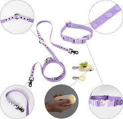 THE LICKER STORE Luna Hands-Free Dog Leash & Collar, Purple/Light Purple, Small: 9.5 to 14.1-in neck, 3/5-in wide slide 2 of 7