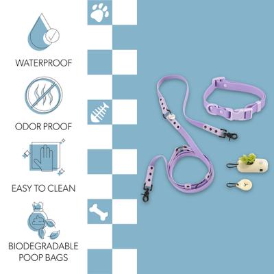 Show full view: THE LICKER STORE Luna Hands-Free Dog Leash & Collar, Purple/Light Purple, Small: 9.5 to 14.1-in neck, 3/5-in wide slide 4 of 11