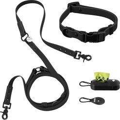 THE LICKER STORE Luna Hands-Free Dog Leash & Collar, Black, Small: 9.5 to 14.1-in neck, 3/5-in wide