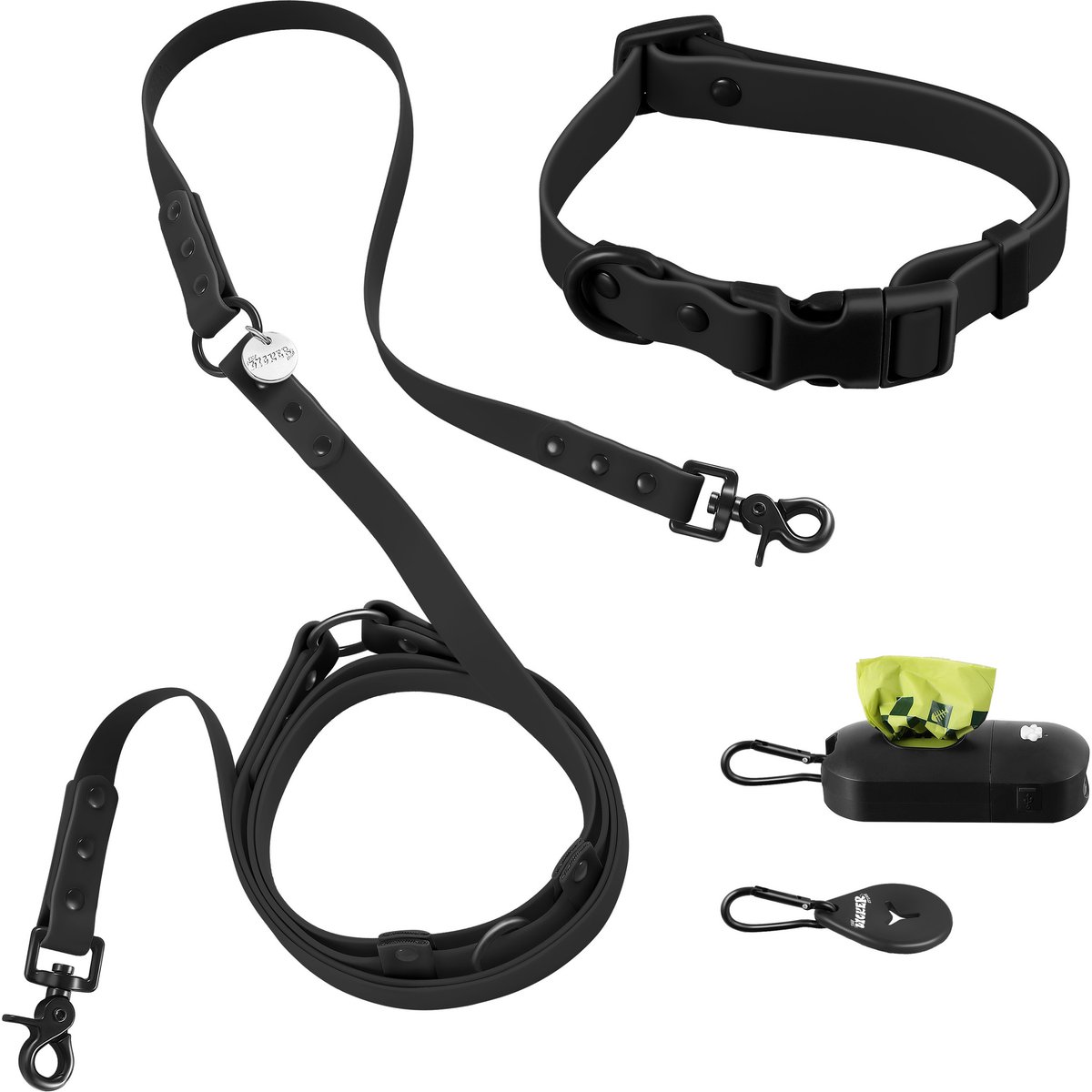 THE LICKER STORE Luna Hands-Free Dog Leash & Collar, Black, Small: 9.5 to 14.1-in neck, 3/5-in wide