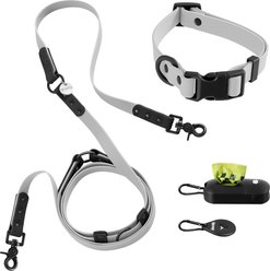 THE LICKER STORE Luna Hands-Free Dog Leash & Collar, Gray/Black, Medium: 11.8 to 18.50-in neck, 3/4-in wide