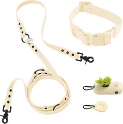 THE LICKER STORE Luna Hands-Free Dog Leash & Collar, Almond, Medium: 11.8 to 18.50-in neck, 3/4-in wide