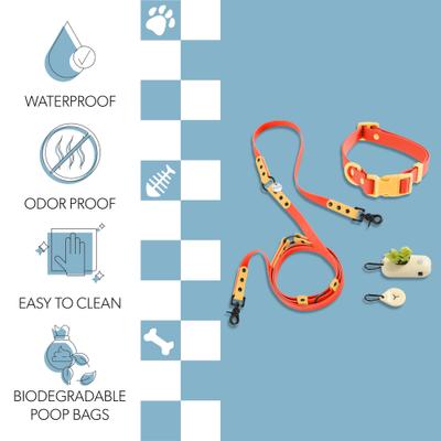 Show full view: THE LICKER STORE Luna Hands-Free Dog Leash & Collar, Dark Orange/Light Orange, Medium: 11.8 to 18.50-in neck, 3/4-in wide slide 3 of 10