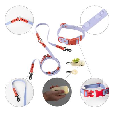 Show full view: THE LICKER STORE Luna Hands-Free Dog Leash & Collar, Periwinkle/Red, Large: 15.3 to 24.8-in neck, 1-in wide slide 5 of 10