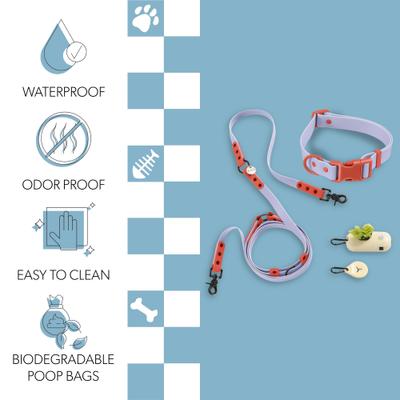 Show full view: THE LICKER STORE Luna Hands-Free Dog Leash & Collar, Periwinkle/Red, Large: 15.3 to 24.8-in neck, 1-in wide slide 3 of 10