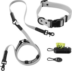 THE LICKER STORE Luna Hands-Free Dog Leash & Collar, Gray/Black, Large: 15.3 to 24.8-in neck, 1-in wide