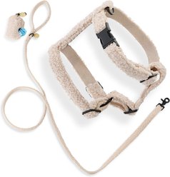 THE LICKER STORE Teddy Adjustable Dog H Harness & Leash Set, Beige, Small: 7.3 to 13.4-in neck