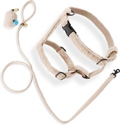THE LICKER STORE Teddy Adjustable Dog H Harness & Leash Set, Beige, Medium: 10.4 to 18-in neck