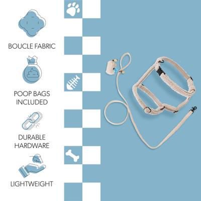 Show full view: THE LICKER STORE Teddy Adjustable Dog H Harness & Leash Set, Beige, Large: 15.3 to 24.5-in neck slide 3 of 10