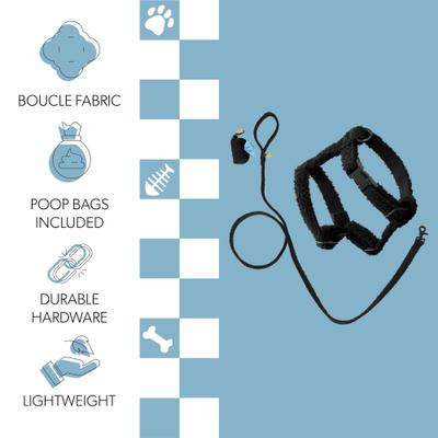 Show full view: THE LICKER STORE Teddy Adjustable Dog H Harness & Leash Set, Black, X-Small: 5.2 to 9.3-in neck slide 3 of 10