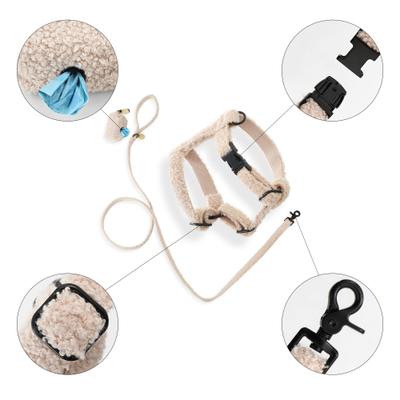 Show full view: THE LICKER STORE Teddy Adjustable Dog H Harness & Leash Set, Beige, X-Small: 5.2 to 9.3-in neck slide 6 of 11