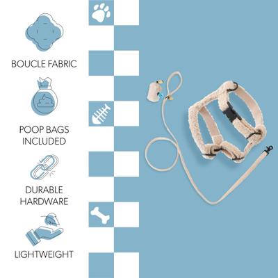 Show full view: THE LICKER STORE Teddy Adjustable Dog H Harness & Leash Set, Beige, X-Small: 5.2 to 9.3-in neck slide 4 of 11