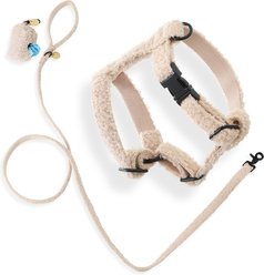 THE LICKER STORE Teddy Adjustable Dog H Harness & Leash Set, Beige, X-Small: 5.2 to 9.3-in neck