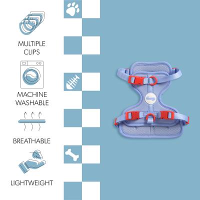 Show full view: THE LICKER STORE Arlo No Pull Dog & Cat Harness, Periwinkle, Small: 14 to 22-in chest slide 3 of 11