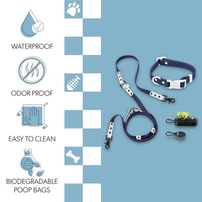 Show full view: THE LICKER STORE Luna Hands-Free Dog Leash & Collar, Navy/White, Small: 9.5 to 14.1-in neck, 3/5-in wide slide 3 of 10