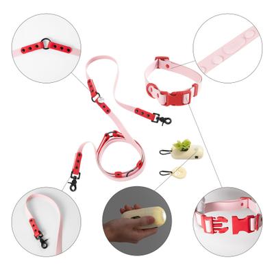 Show full view: THE LICKER STORE Luna Hands-Free Dog Leash & Collar, Pink/Red, Medium: 11.8 to 18.50-in neck, 3/4-in wide slide 5 of 10