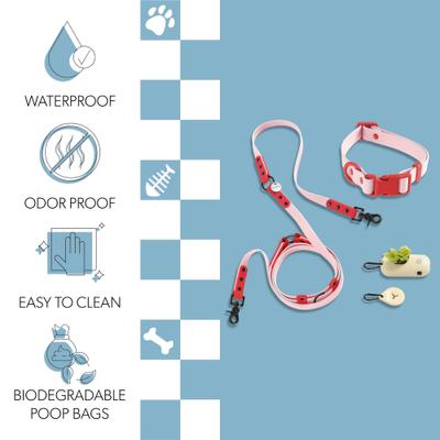 Show full view: THE LICKER STORE Luna Hands-Free Dog Leash & Collar, Pink/Red, Medium: 11.8 to 18.50-in neck, 3/4-in wide slide 3 of 10