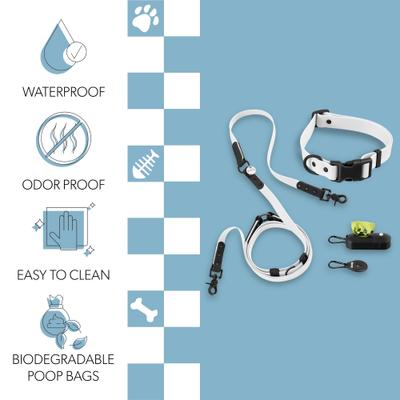 Show full view: THE LICKER STORE Luna Hands-Free Dog Leash & Collar, White/Black, Large: 15.3 to 24.8-in neck, 1-in wide slide 4 of 11