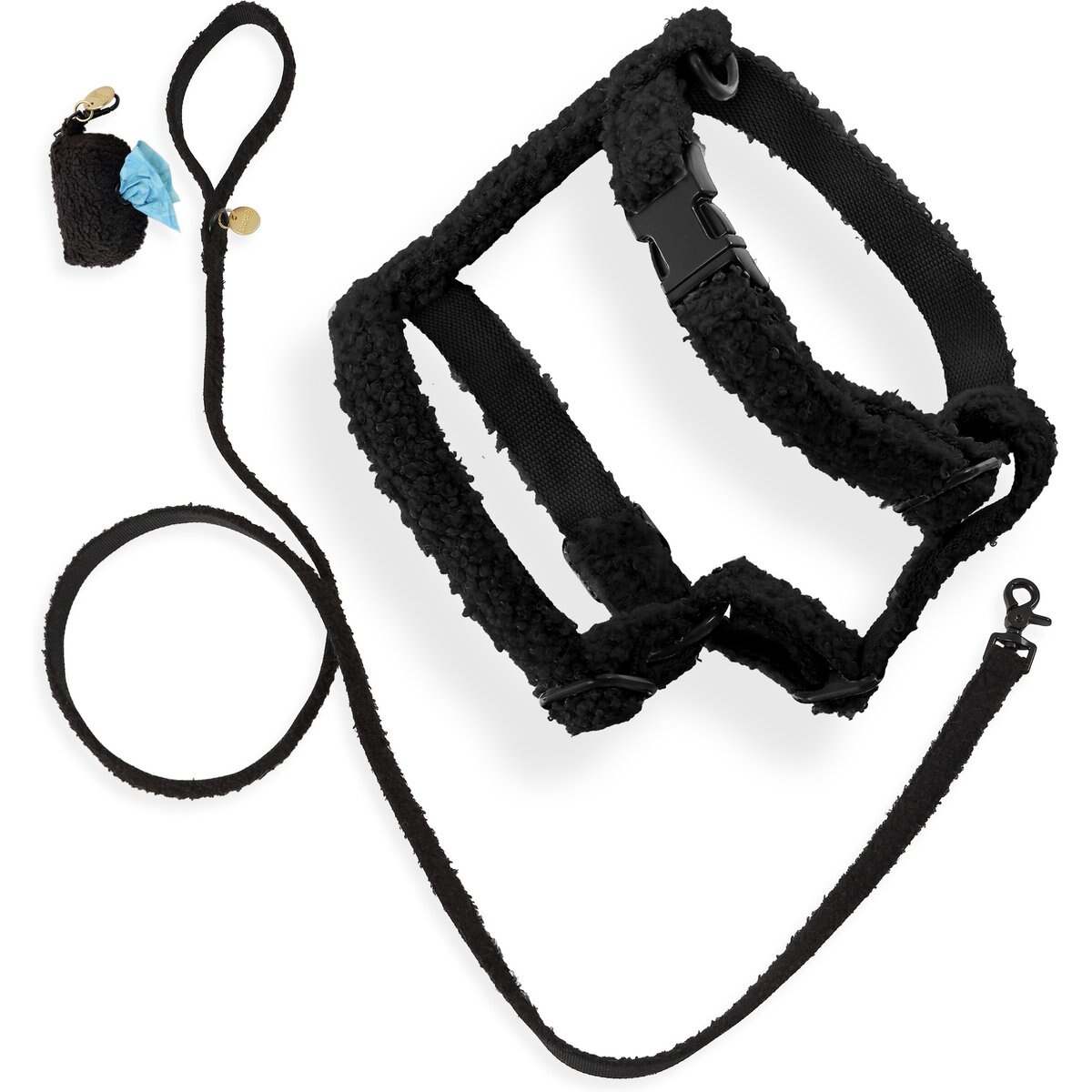 THE LICKER STORE Teddy Adjustable Dog H Harness & Leash Set, Black, Small: 7.3 to 13.4-in neck
