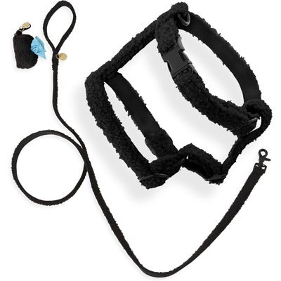THE LICKER STORE THE LICKER STORE Teddy Adjustable Dog H Harness & Leash Set, Black, Small: 7.3 to 13.4-in neck