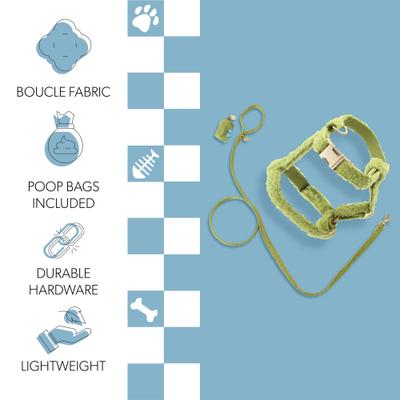 Show full view: THE LICKER STORE Teddy Adjustable Dog H Harness & Leash Set, Olive Green, Small: 7.3 to 13.4-in neck slide 3 of 10