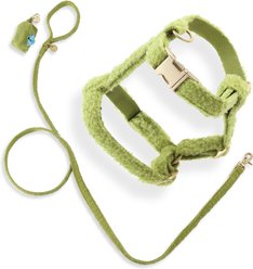 THE LICKER STORE Teddy Adjustable Dog H Harness & Leash Set, Olive Green, Small: 7.3 to 13.4-in neck