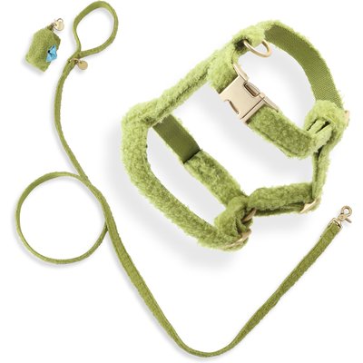 THE LICKER STORE THE LICKER STORE Teddy Adjustable Dog H Harness & Leash Set, Olive Green, Small: 7.3 to 13.4-in neck