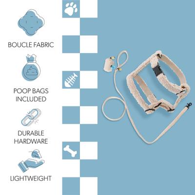 Show full view: THE LICKER STORE Teddy Adjustable Dog H Harness & Leash Set, Beige, Small: 7.3 to 13.4-in neck slide 3 of 10