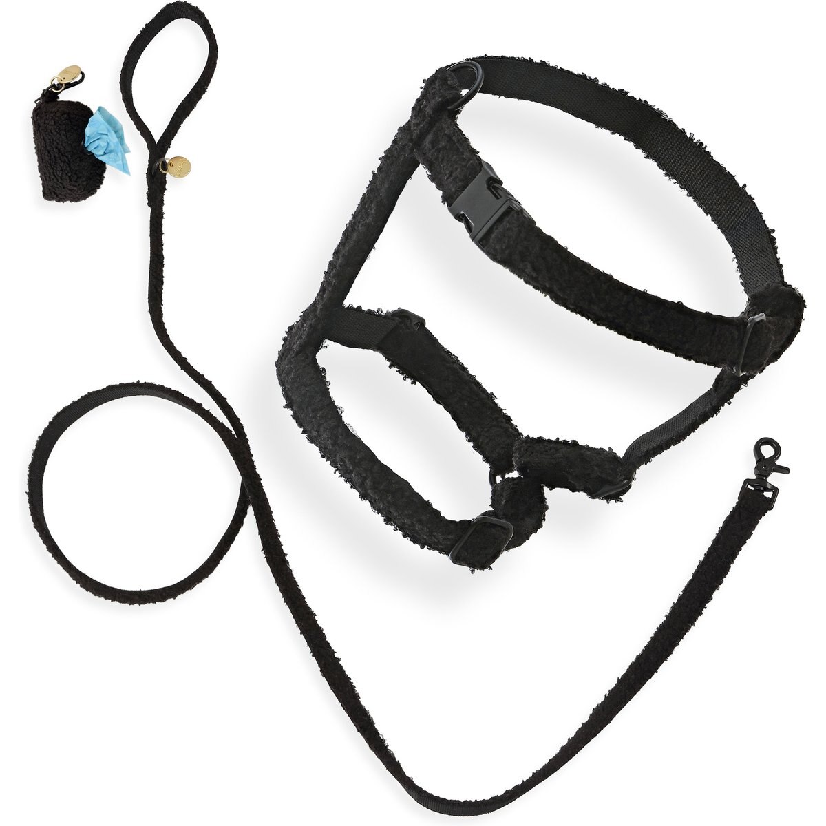 THE LICKER STORE Teddy Adjustable Dog H Harness & Leash Set, Black, Medium: 10.4 to 18-in neck