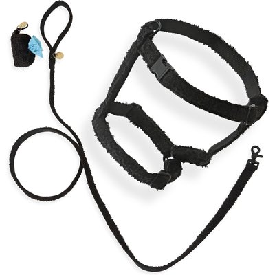 THE LICKER STORE THE LICKER STORE Teddy Adjustable Dog H Harness & Leash Set, Black, Medium: 10.4 to 18-in neck