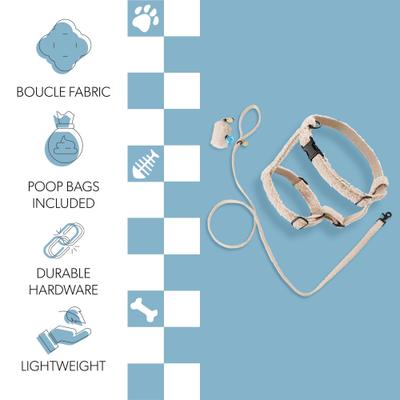 Show full view: THE LICKER STORE Teddy Adjustable Dog H Harness & Leash Set, Beige, Medium: 10.4 to 18-in neck slide 3 of 10