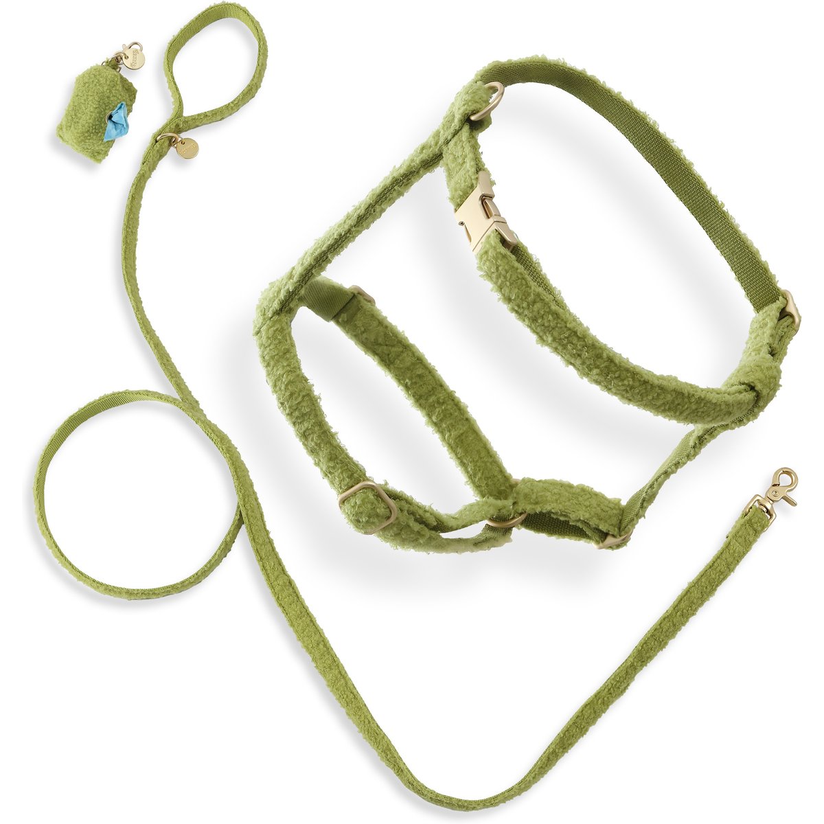 THE LICKER STORE Teddy Adjustable Dog H Harness & Leash Set, Olive Green, Large: 15.3 to 24.5-in neck