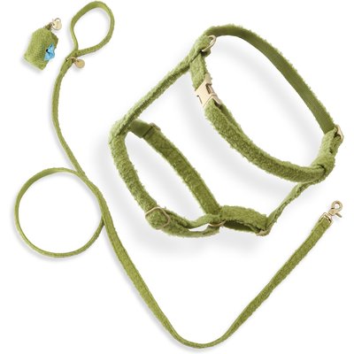 THE LICKER STORE THE LICKER STORE Teddy Adjustable Dog H Harness & Leash Set, Olive Green, Large: 15.3 to 24.5-in neck