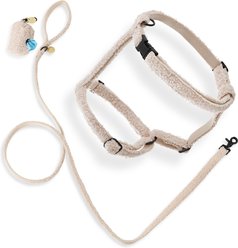 THE LICKER STORE Teddy Adjustable Dog H Harness & Leash Set, Beige, Large: 15.3 to 24.5-in neck